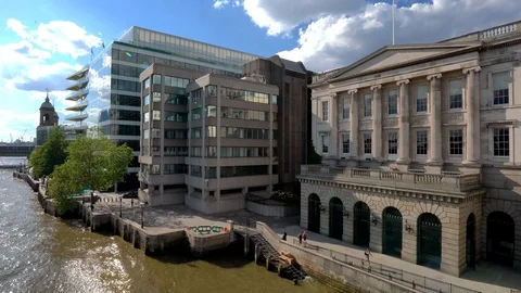 View of architecture along the River Thames near London Bridge Stock Footage 108552948
