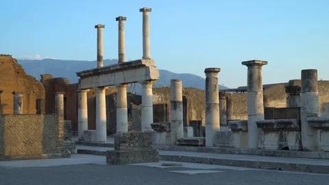 View of the architecture columns and Ruins at sunset Stock Footage 112619916