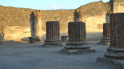 View of the architecture columns and Ruins at sunset Stock Footage 112619923