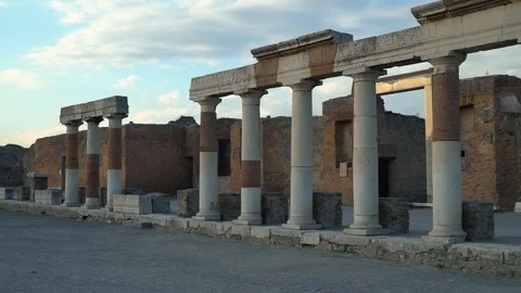 View of the architecture columns and Ruins at sunset Stock Footage 112620072