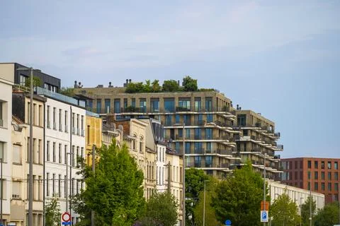 View on architecture Eilandje, Antwerp, revitalization of former dockland i.. Foto stock