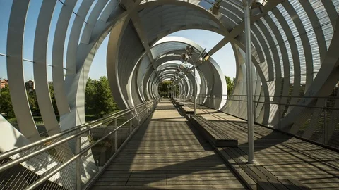 View of Arganzuela footbridge Stock Footage 94555103