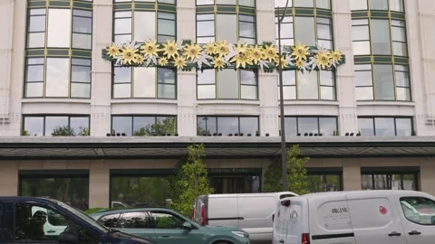 View of the Art Deco facade of the luxury hotel Cheval Blanc Paris. Stock Footage 310198337