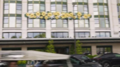 View of the Art Deco facade of the luxury hotel Cheval Blanc Paris. Stock Footage 310838655