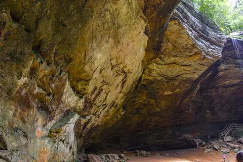 View of Ash Cave in Summer, Hocking Hills State Park, Ohio Stock Photos