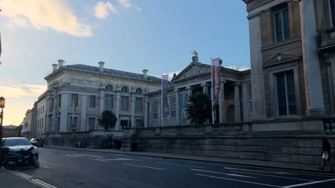 View of the Ashmolean Museum at sunset, Oxford, England Stock Footage 230329216