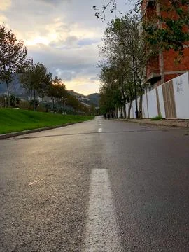 View of an asphalt road from below Stock Photos