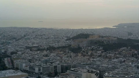 View of Athens and the Acropolis from the Mount Lycabettus Video stock 83262073