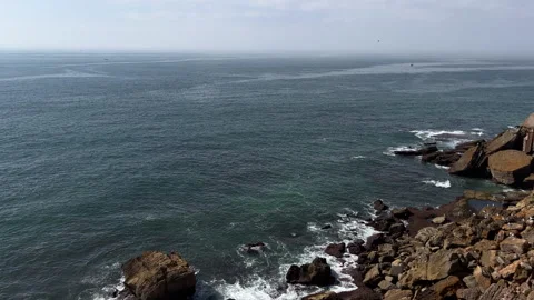 View of the Atlantic Ocean from a cliff Video stock 252272070