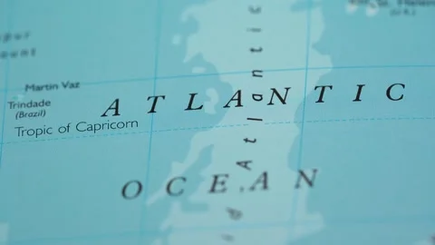 View of the Atlantic Ocean on a world map 4K Stock Footage 300655210