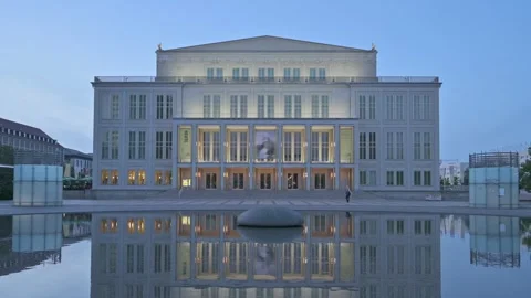 View of Augustusplatz and Opera House  in Leipzig - Germany Stock Footage 318345977