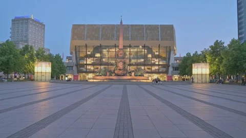 View of Augustusplatz in Leipzig - Germany Stock Footage 318346010