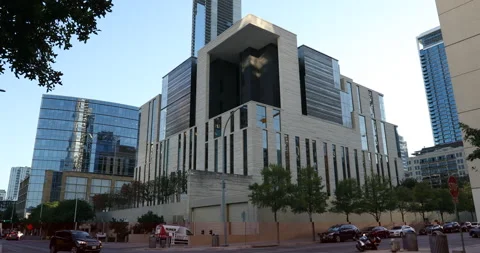 View of the Austin Federal Courthouse is located in downtown Austin, Texas Stock Footage 218410059