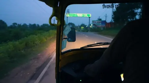 View from Auto Rickshaw on Banswara Road Stock Footage 337774273