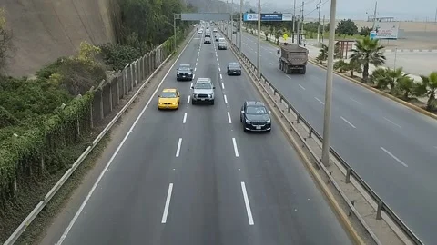 View of autonomous vehicles on the highway in Lima. Video stock 242541170