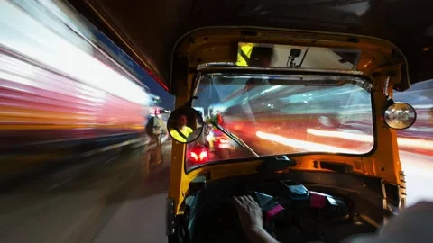 View from the autorickshaw cabin. Time lapse motion video Stock Footage 318539701