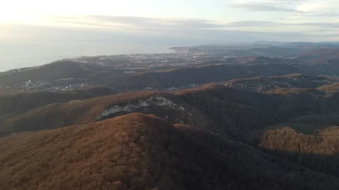 View of the autumn coast of Sochi Stock Footage 247088442