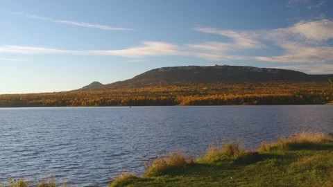 View of an Autumn Forest on a Low Mountain, Southern Urals, Russia Stock Footage 325495358