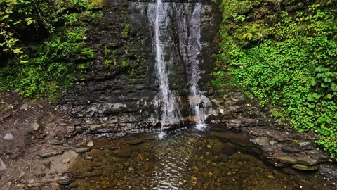 View of autumn waterfall in forest Video stock 140205481
