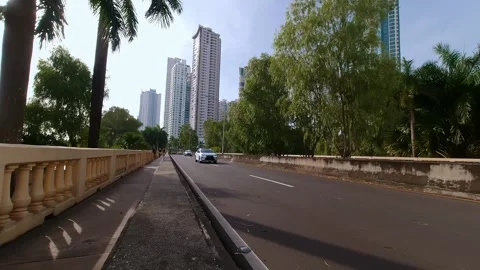 View of avenue in the eastern coast area. Sunny day. View of skyscrapers and Vidéo 166802441