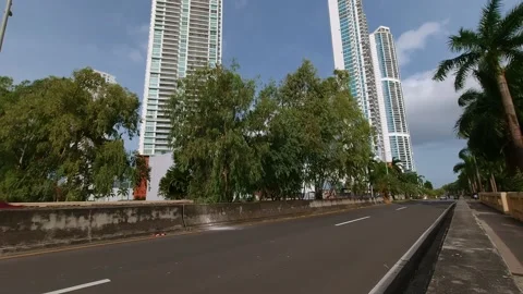 View of avenue in the eastern coast area. Sunny day. View of skyscrapers and Vidéo 166802443