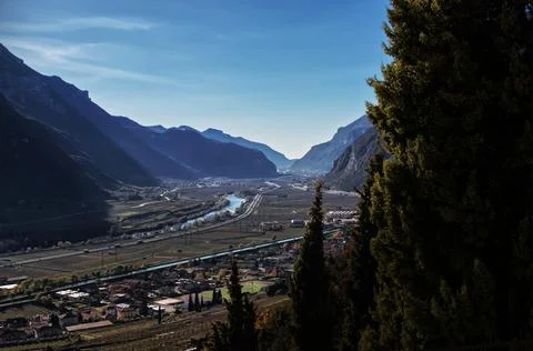 View from Avio Castle. Stock Photos