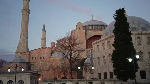 View of Aya Sofia Mosque by sunset, Istanbul, Turkey Stock-Footage 313727956