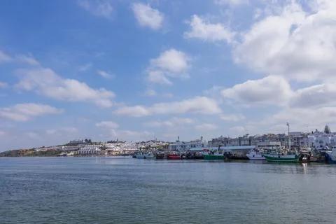 View of Ayamonte Harbor and Waterfront, Andalusia, Spain Stock Photos