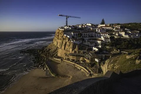 View of Azenhas do Mar, a small town along the Atlantic Ocean and Portuguese  Stock Photos