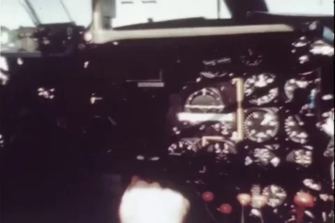 View of B-26 cockpit and control panel - 1945 Stock Footage 104632953