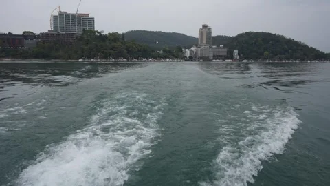 A View From a Back of a Boat, sailing on Sun Moon Lake, Taiwan Stock Footage 292686382