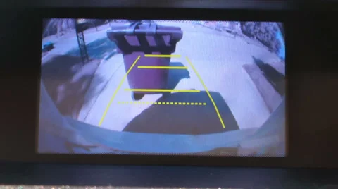 View from back-up cam while hitting a dumpster Stock Footage 28697948