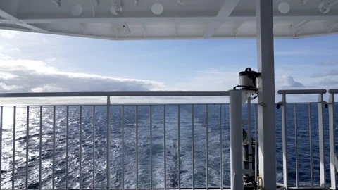 View from back of cruise ship in atlantic ocean. Stock Footage 117569351