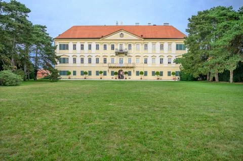 View of back facade of Valtice castle - baroque residences, UNESCO (Czech Rep Stock Photos