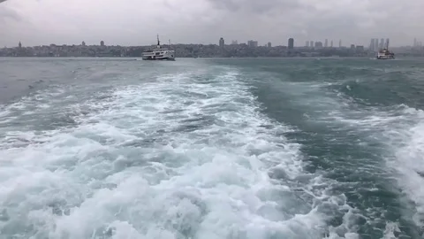 A view from the back grotto of the bosphorus in istanbul Stock Footage