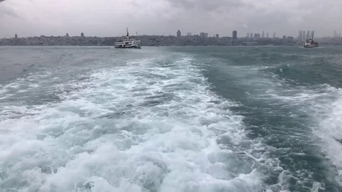 A view from the back grotto of the bosphorus in istanbul Stock Footage 80639439