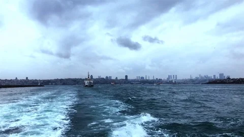 A view from the back grotto of the bosphorus in istanbul Stock Footage