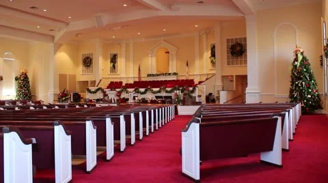View from back pew in church Stock Footage 45120658