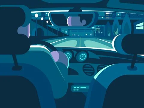 View from back seat of car Stock Illustration