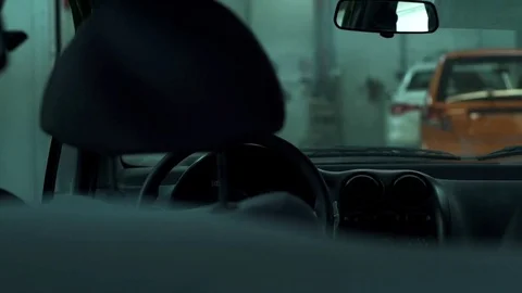 View from the back seat inside the vehicle Stock Footage 70276897