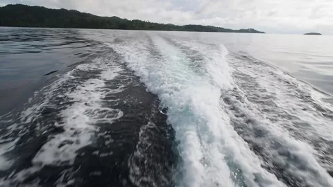 View from back of speedboat Stock Footage 131382712