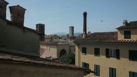 View from a back street of San Michele in Foro church in the medieval town of Lu Stock Footage 100594682