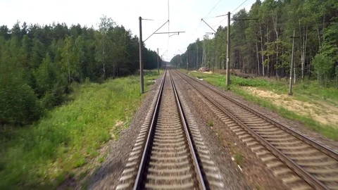 A view from the back window of a moving train Video stock 79817333
