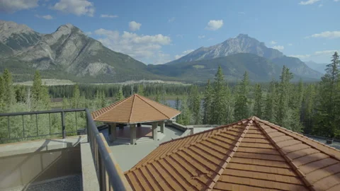 View from a balcony of mountain landscape in Banff Stock Footage 211878737