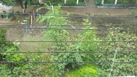 A view from the balcony of a pouring rain. Stock Footage 320435748