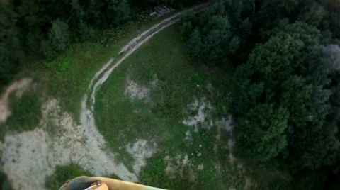 View from a balloon basket on forest Stock Footage 823097