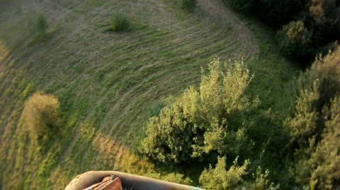 View from a balloon basket on a plain below Video stock 823133
