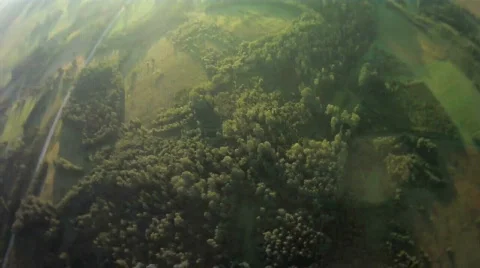 View from a balloon basket on a plain below Video stock 831760