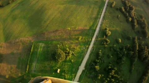 View from a balloon basket on a road Stock Footage 831749