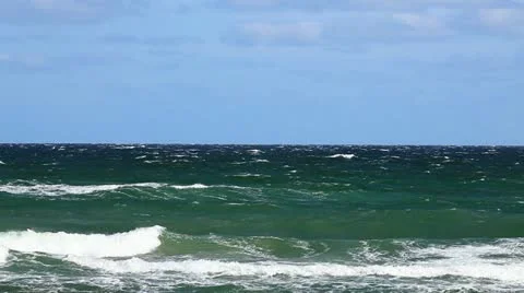 View of the Baltic Sea with strong waves in front of blue sky Stock Footage 11140106